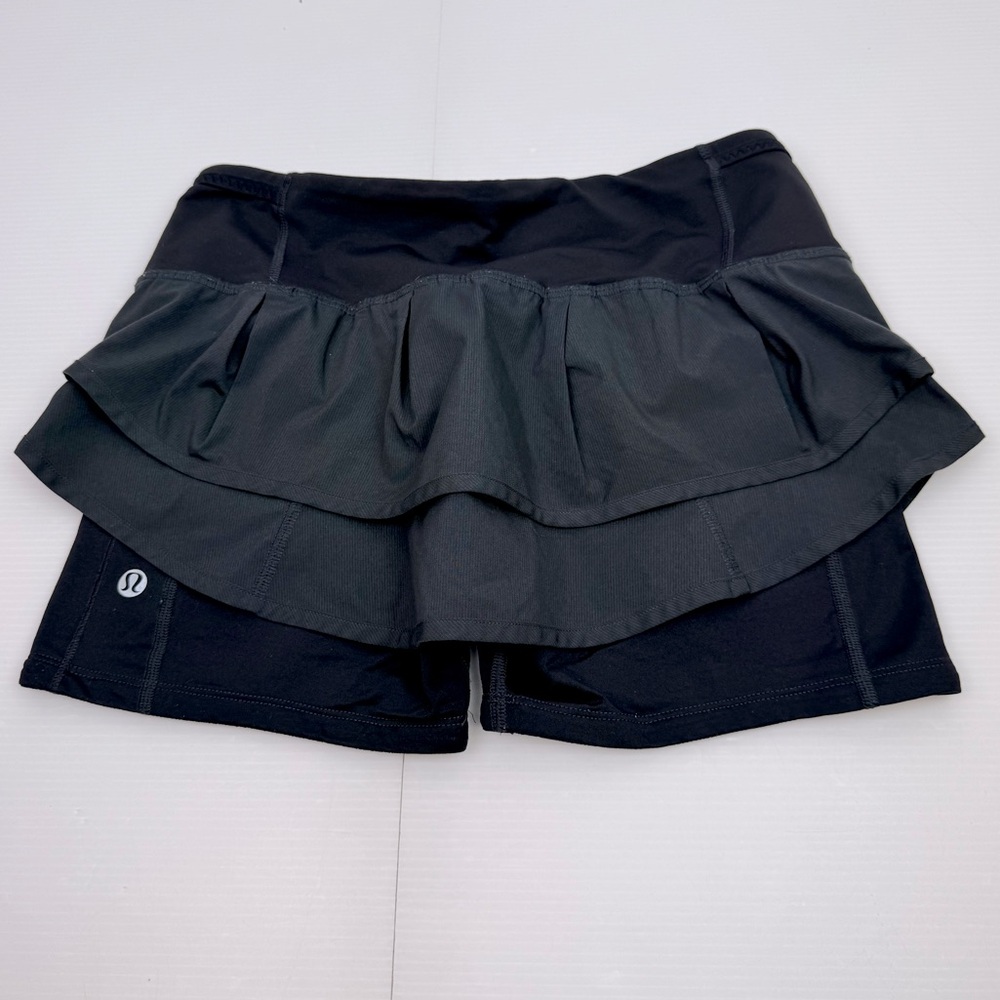 LULULEMON Women’s Sz 4 Black Zip Pocket Tennis Skort Min Skirt Built In Short